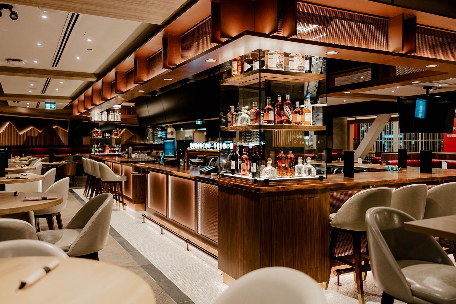 Interior shot of the White Spot restaurant at Vancouver International Airport, operated by Canadian Skies